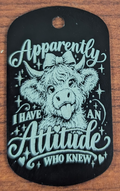 Highland Cow with Attitude Dog Tag
