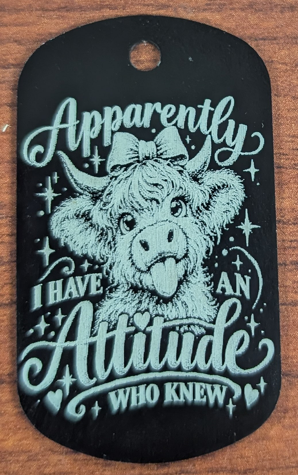 Highland Cow with Attitude Dog Tag