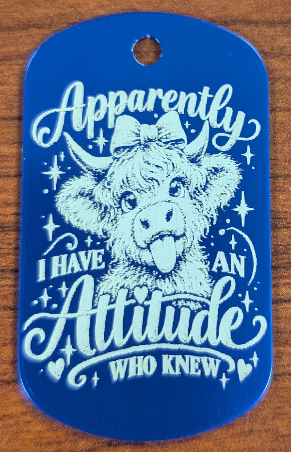 Highland Cow with Attitude Dog Tag