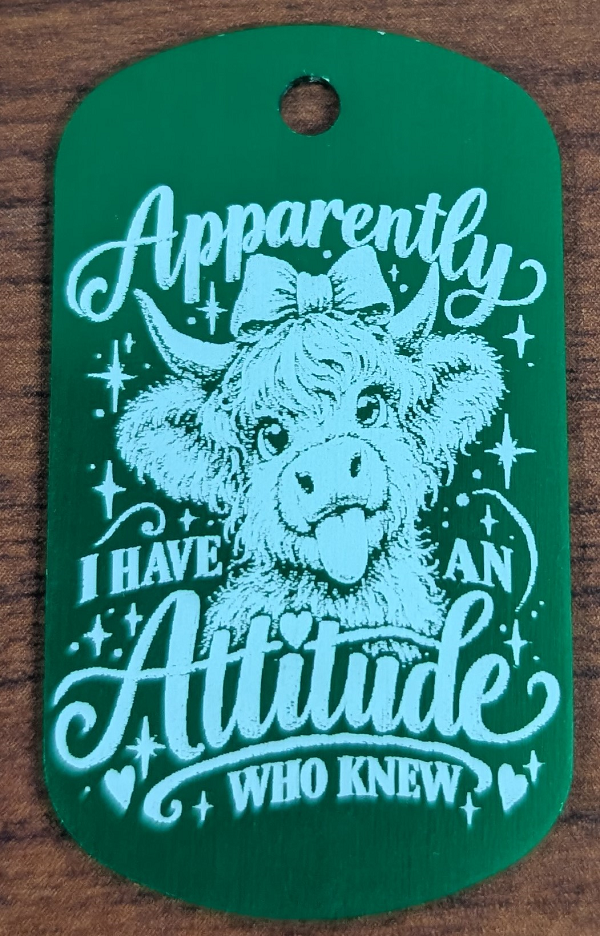 Highland Cow with Attitude Dog Tag