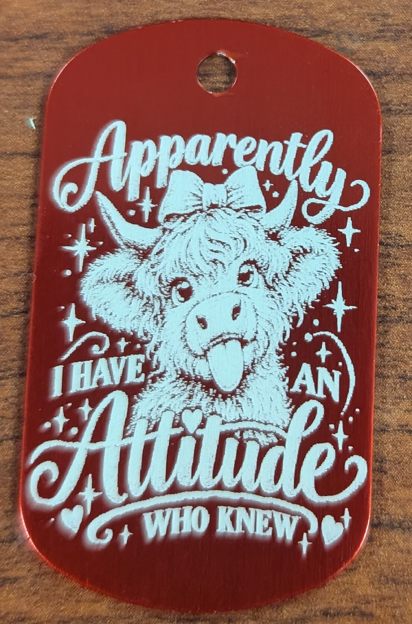 Highland Cow with Attitude Dog Tag