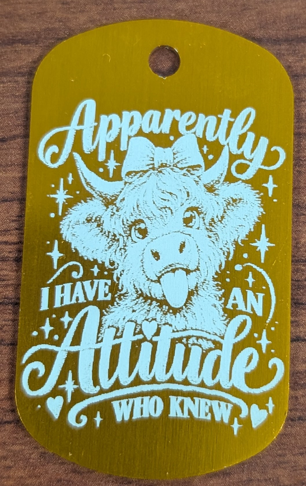 Highland Cow with Attitude Dog Tag