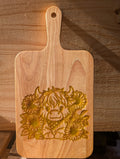 7"x13.75" Highland Cow in Sunflowers Serving Paddle