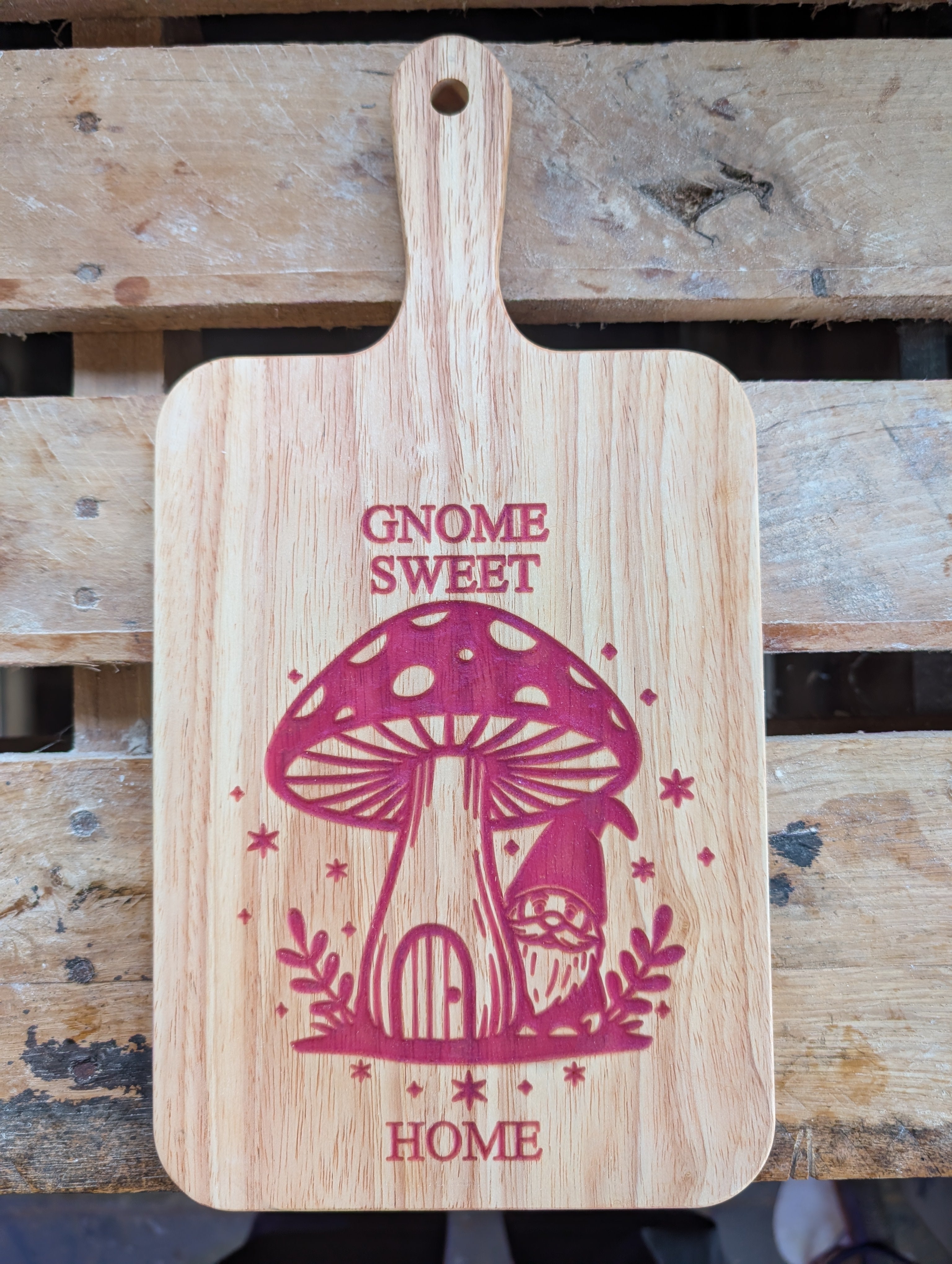 7"x13.75" Gnome Sweet Home Serving Paddle