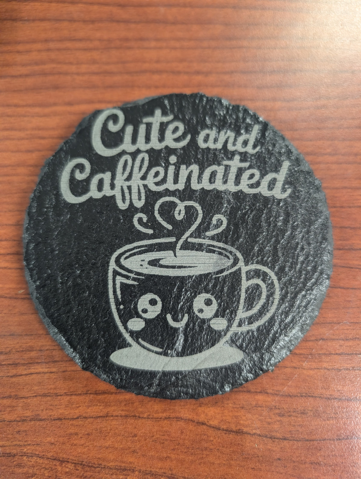 Laser Engraved Round Slate Coaster