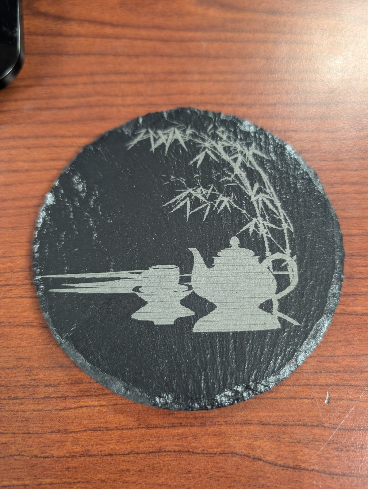 Laser Engraved Round Slate Coaster