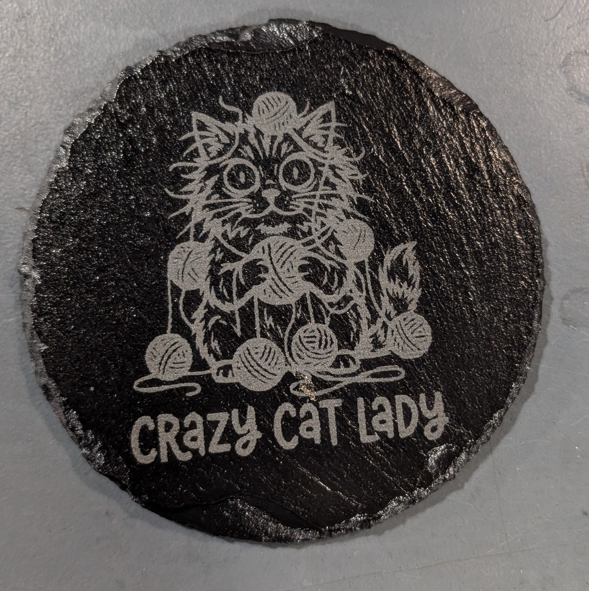 Laser Engraved Round Slate Coaster