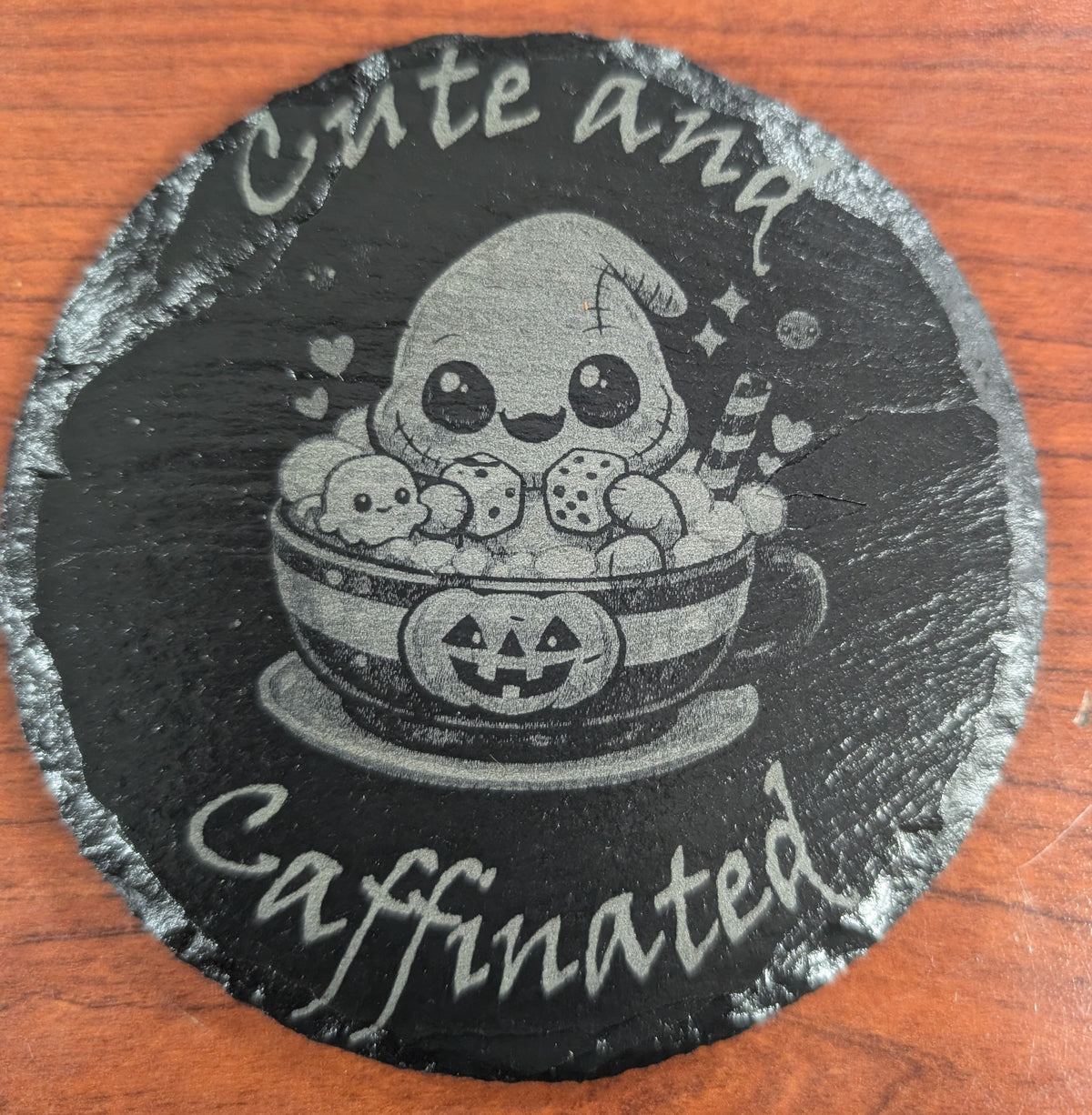 Laser Engraved Round Slate Coaster