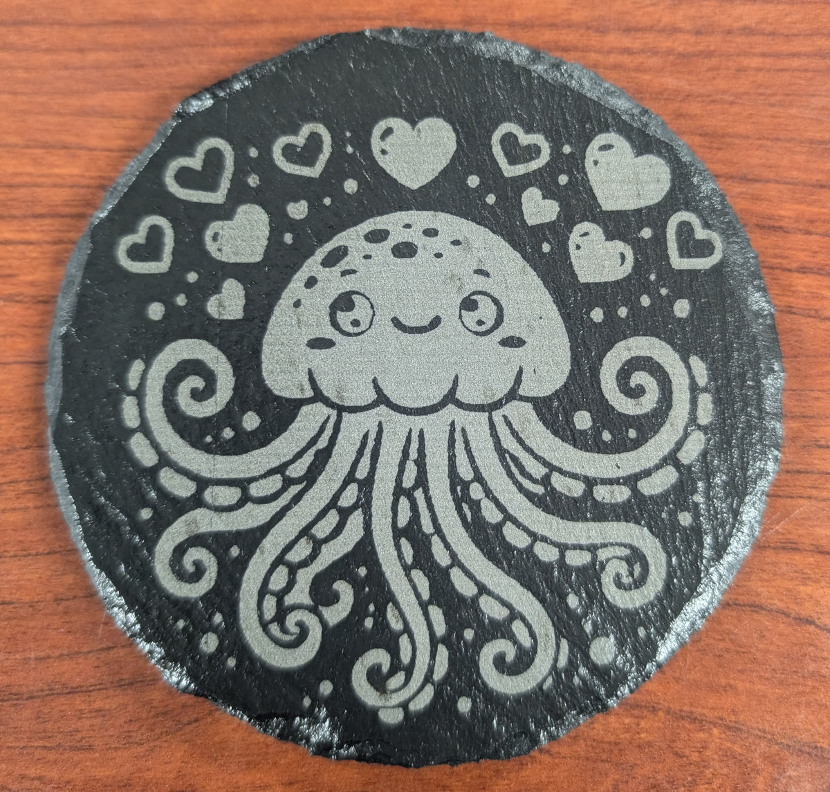 Laser Engraved Round Slate Coaster