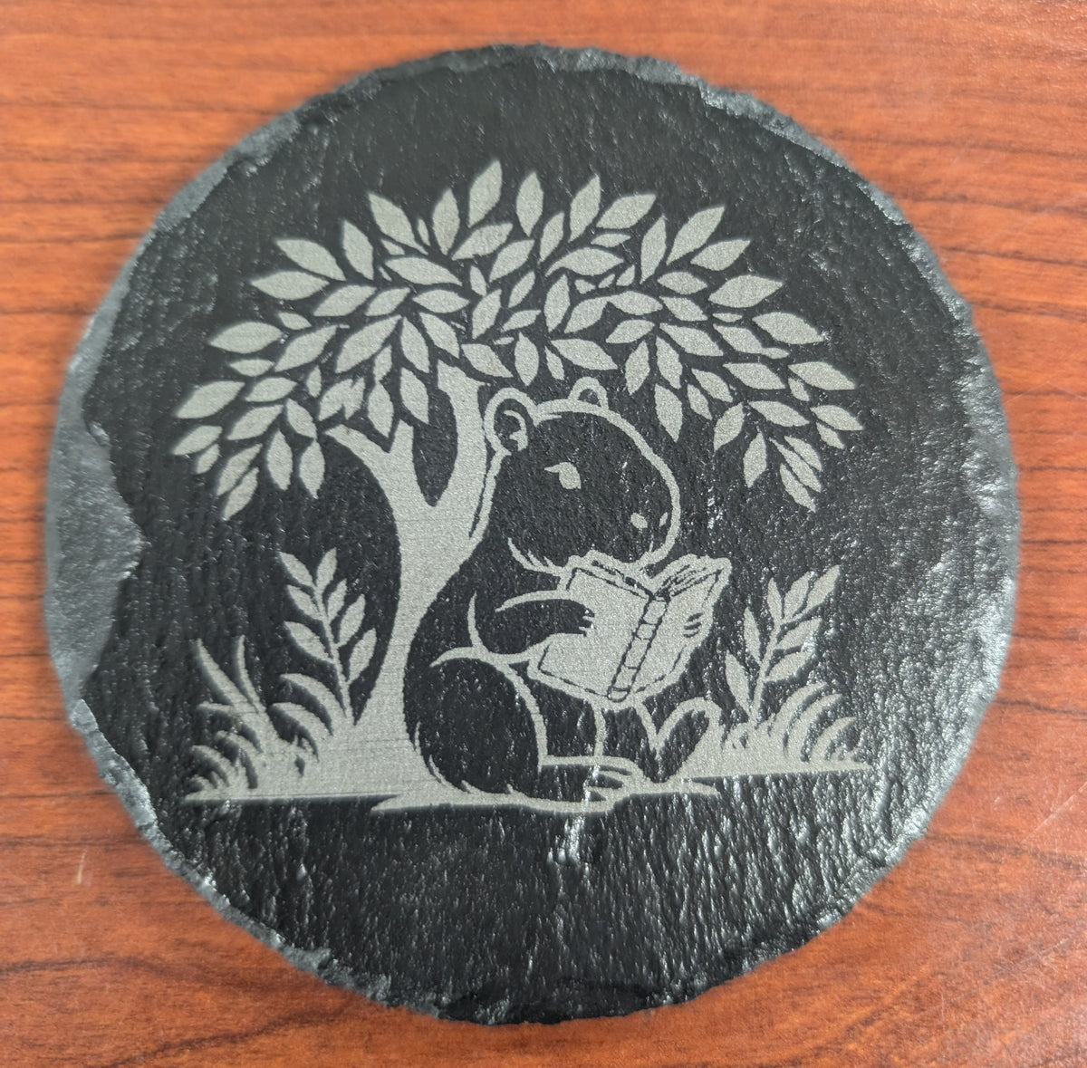 Laser Engraved Round Slate Coaster